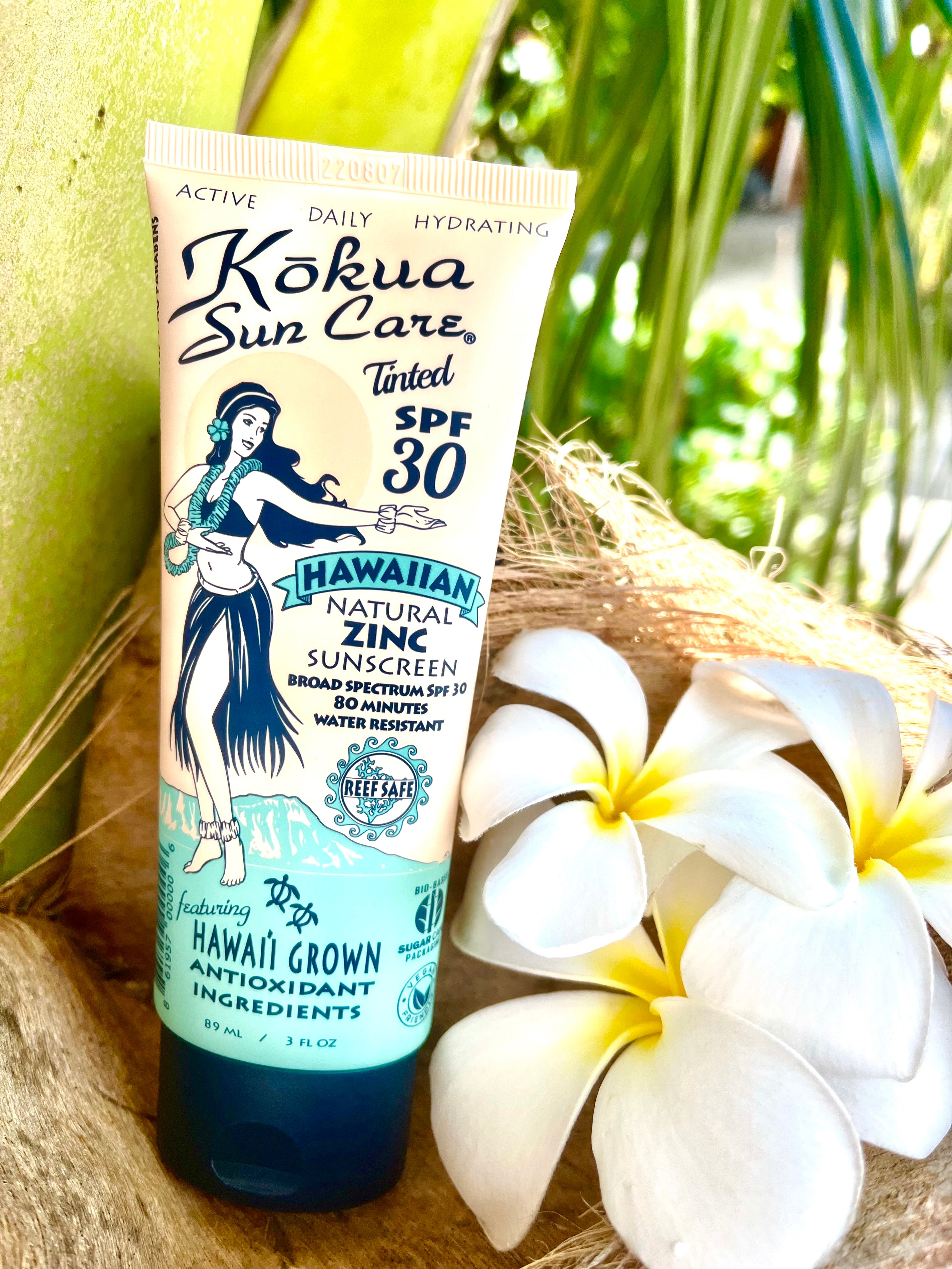 3 oz SPF 30 Tinted Hawaiian Natural Zinc Sunscreen 80 Min Water Resistance Daily/Active/Moisturizing